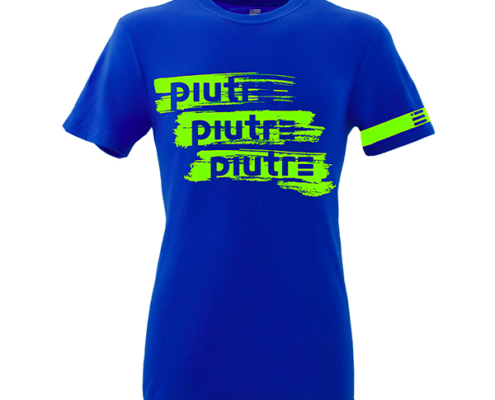 Front Mockup Piutre della T-shirt Gol Plus Pennellata Giallo Fluo